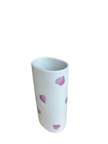 Hand Painted Heart Vase-Pink