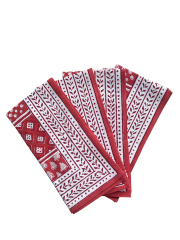 Pom Buti Patchwork Red Napkins-Set of 4