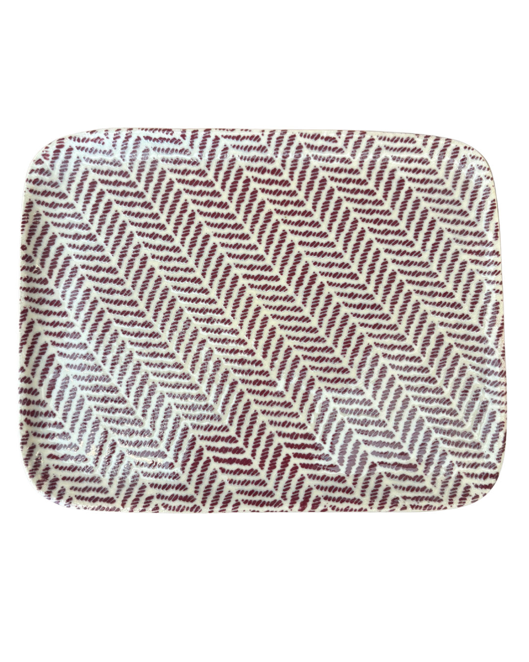 Tidbit Tray in Herringbone Bordeaux