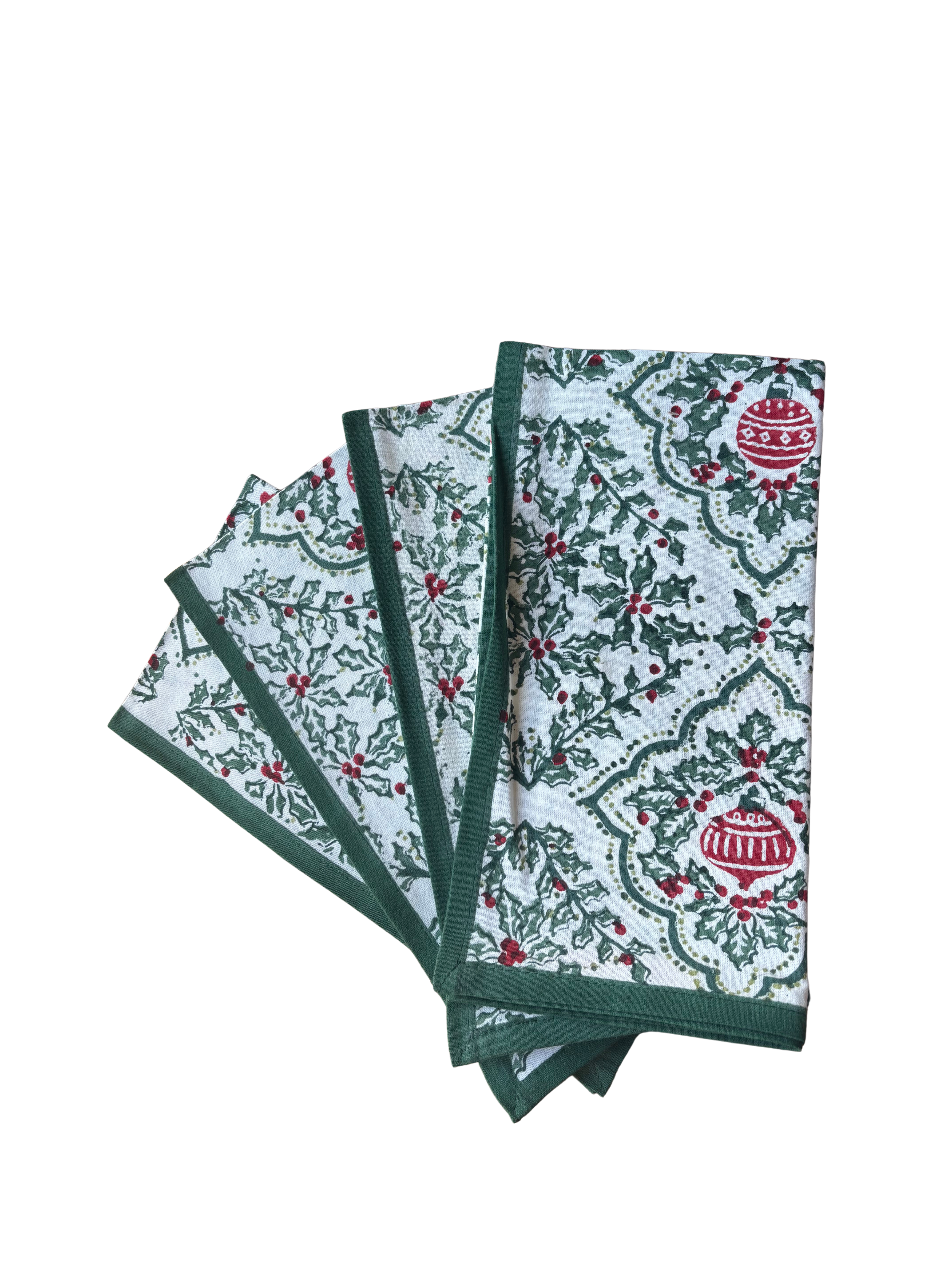 Holly & Ornament Napkin-Set of 4