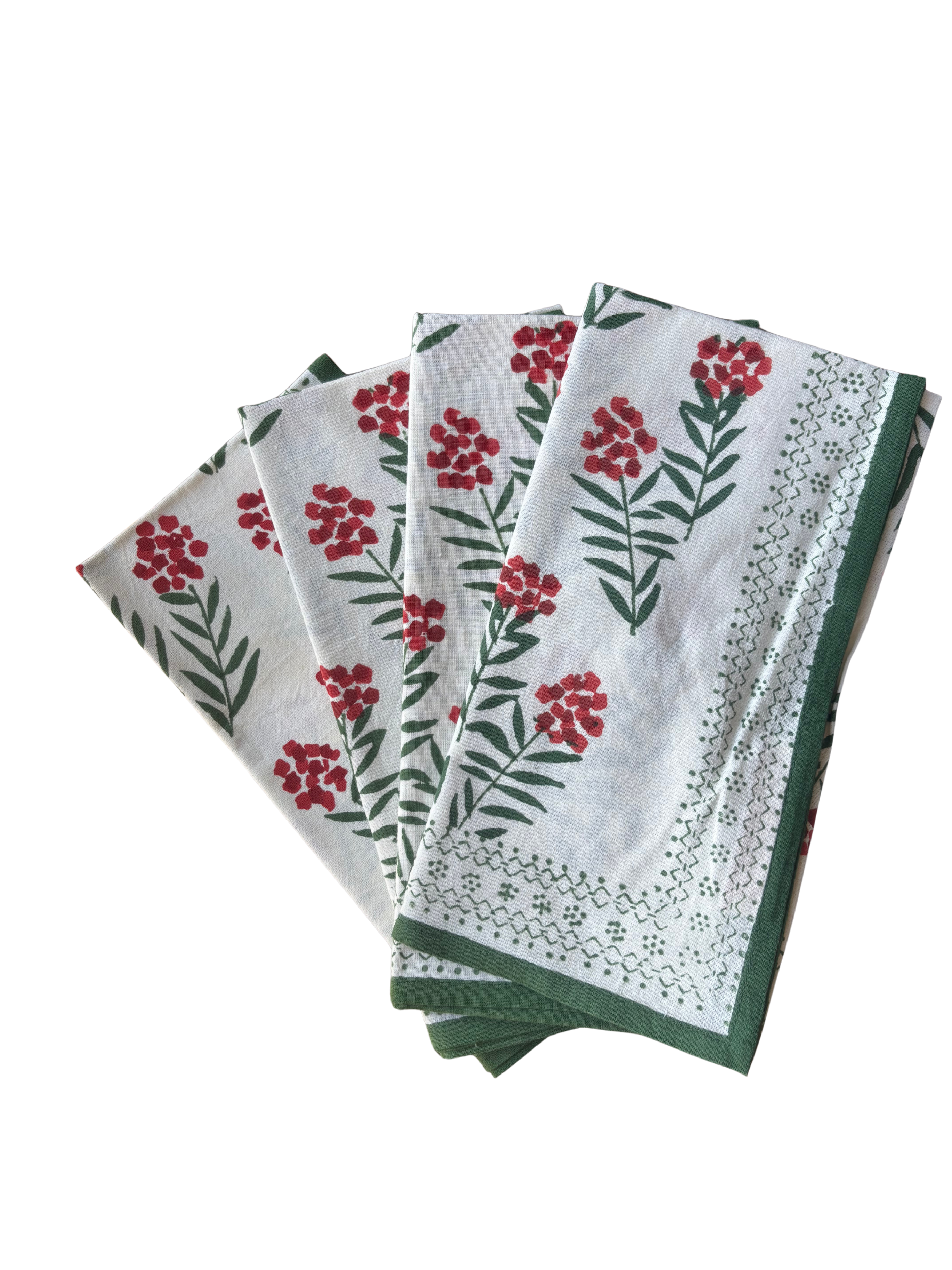 Phlox Red & Green Napkin-Set of 4
