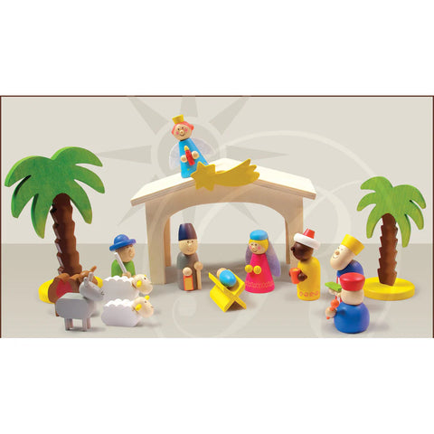 Wooden Colored Nativity Play Set
