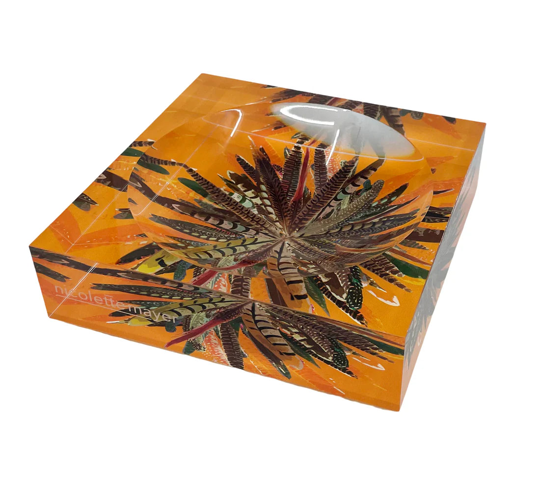 Pheasant Feathers Butternut Acrylic Candy Catchall Dish