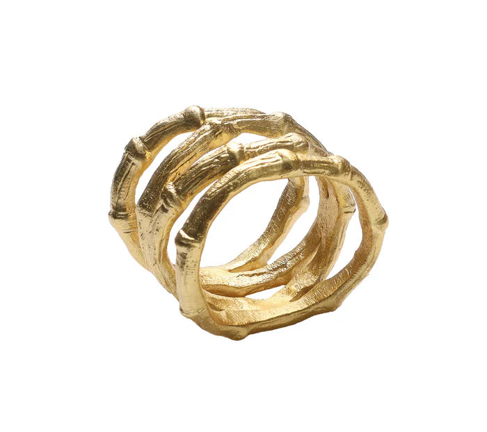 Bamboo Napkin Ring in Gold, Set of 4