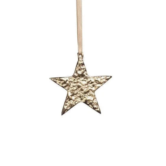 Raw Aluminum Star Ornament - Gold, Small