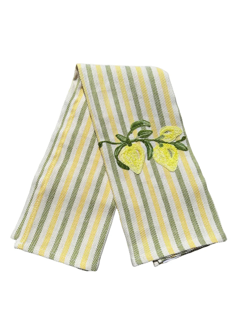 Embroidered Kitchen Towel Lemon