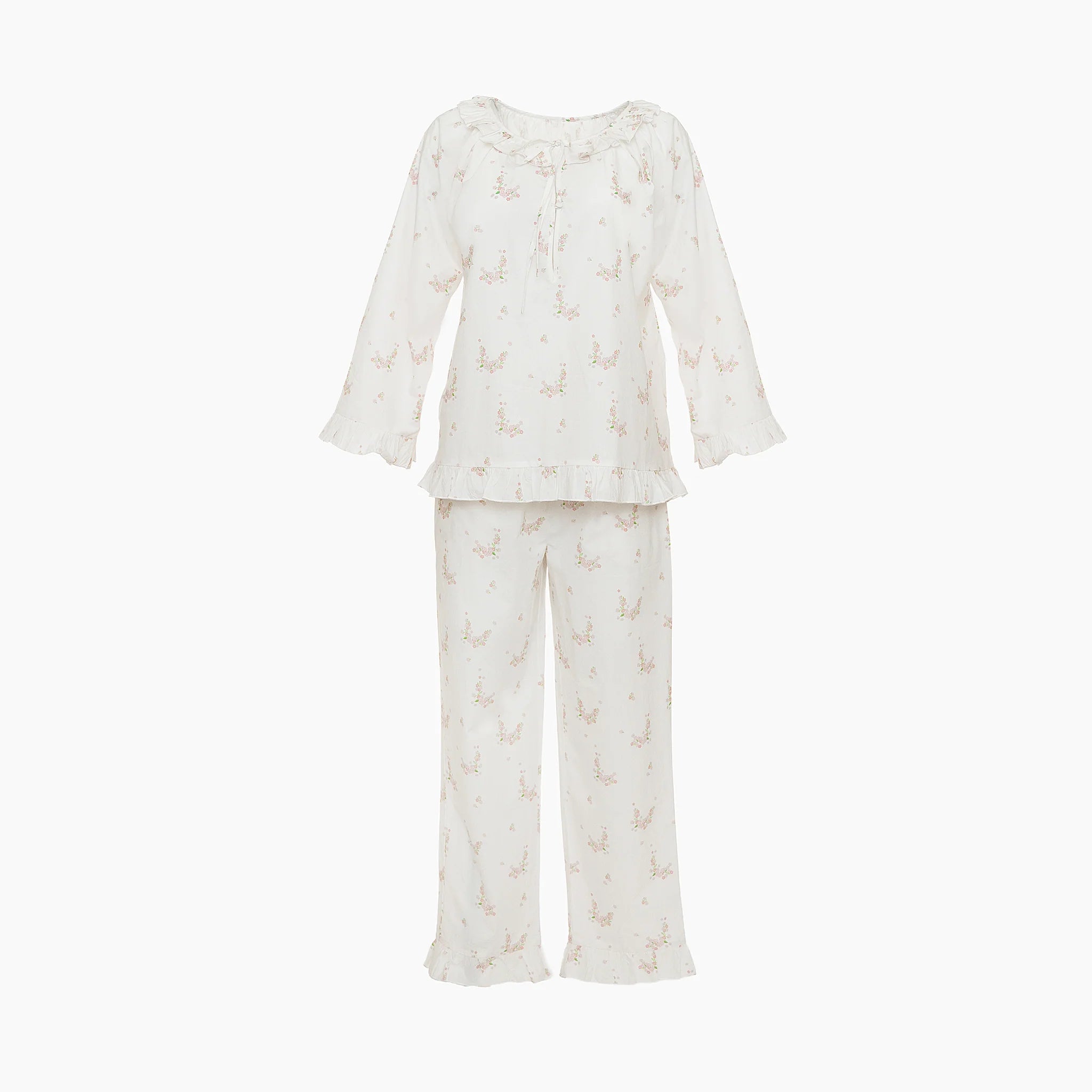 Lucy Ruffle Long Pajamas-Pink