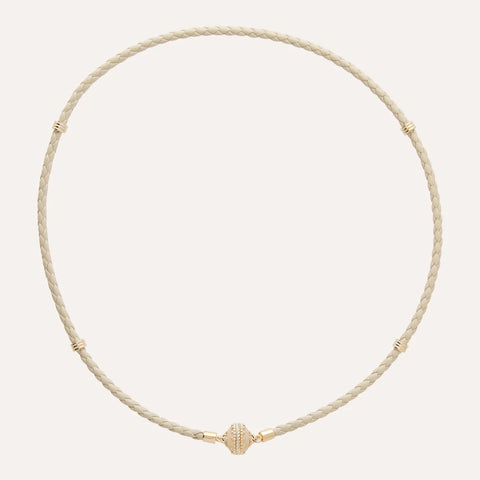 Aspen Braided Leather Beige Mini Necklace