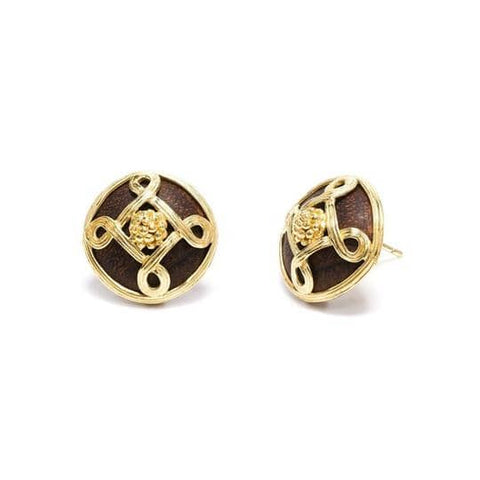 Monique Stud Clip Earrings, Teak, Earth Goddess