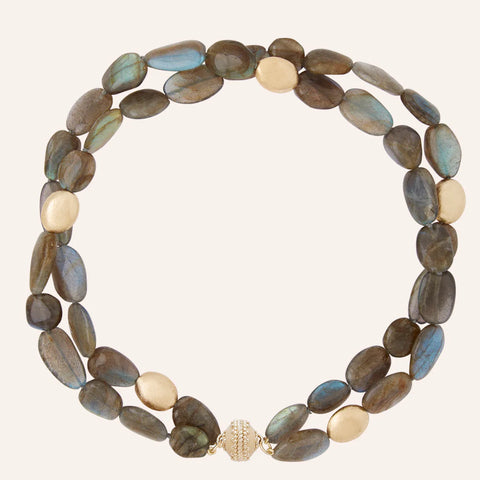 Gold Rush Flat Labradorite Double-Strand Necklace