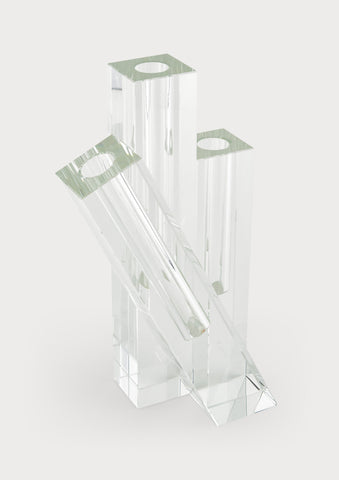 Crystal Glass Triple Bud Vase