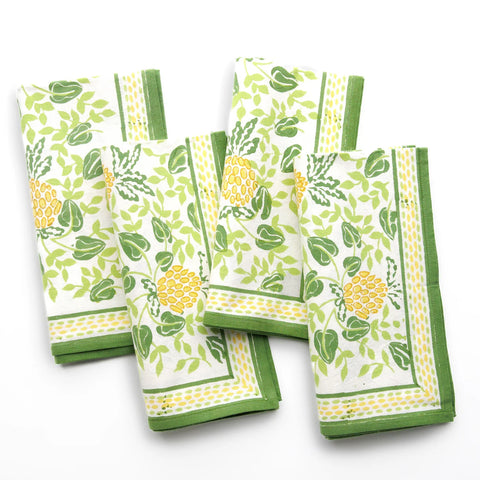 Pineapple Party Green & Yellow Napkins-Set of Four