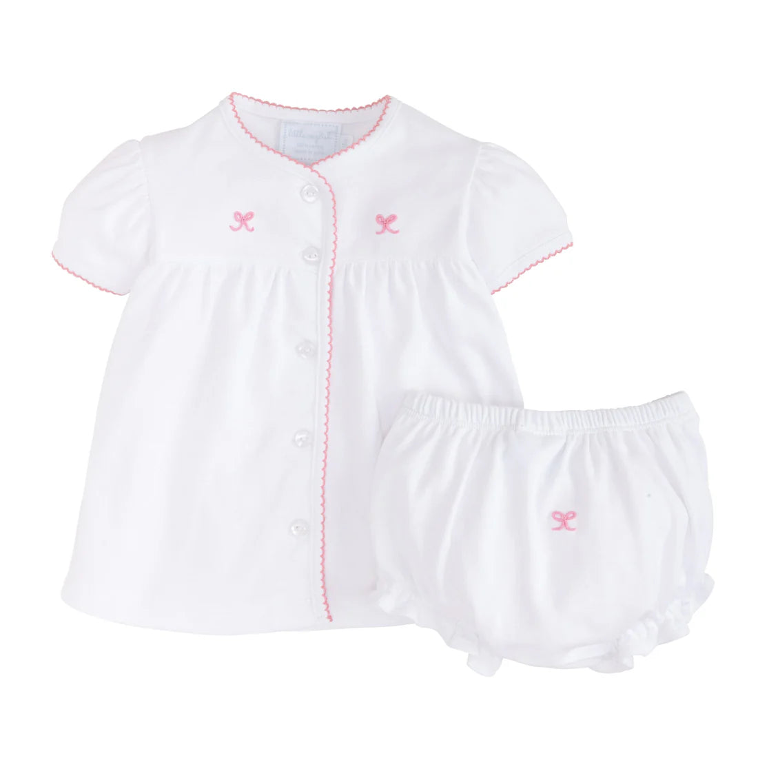 Pinpoint Layette Knit Set - Bow