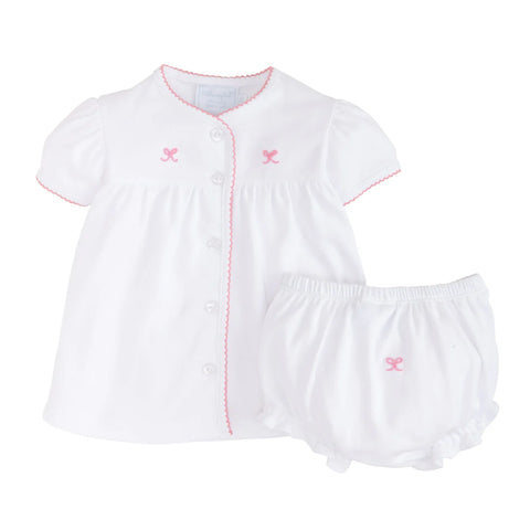 Pinpoint Layette Knit Set - Bow