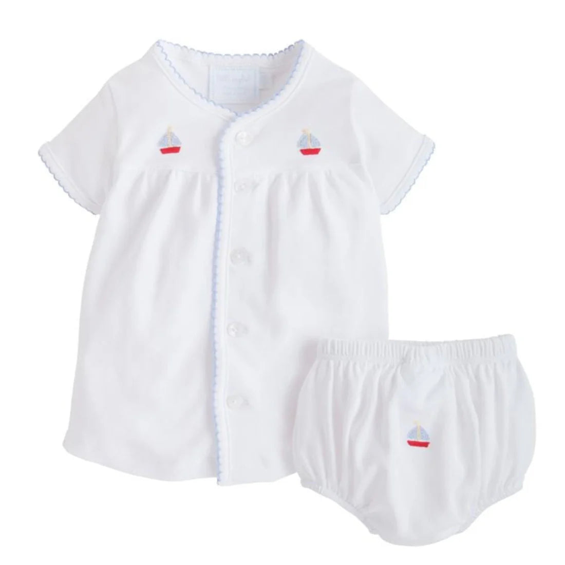 Pinpoint Layette Knit Set - Sailboat