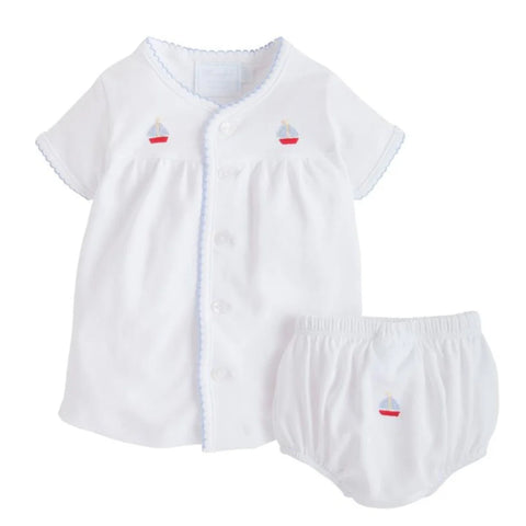 Pinpoint Layette Knit Set - Sailboat