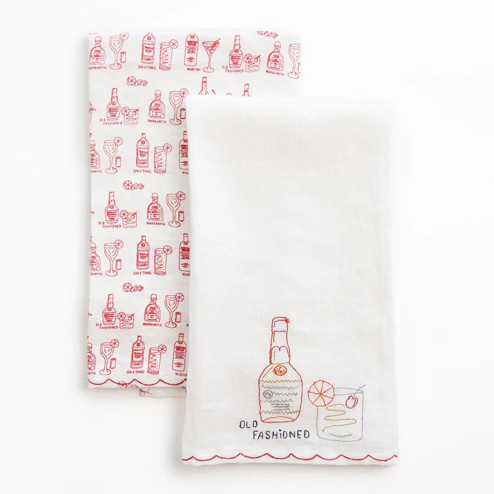 Old Fashioned Tea Towel Set of 2