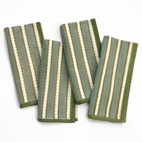 Dotted Stripe Green Napkin | Set of 4