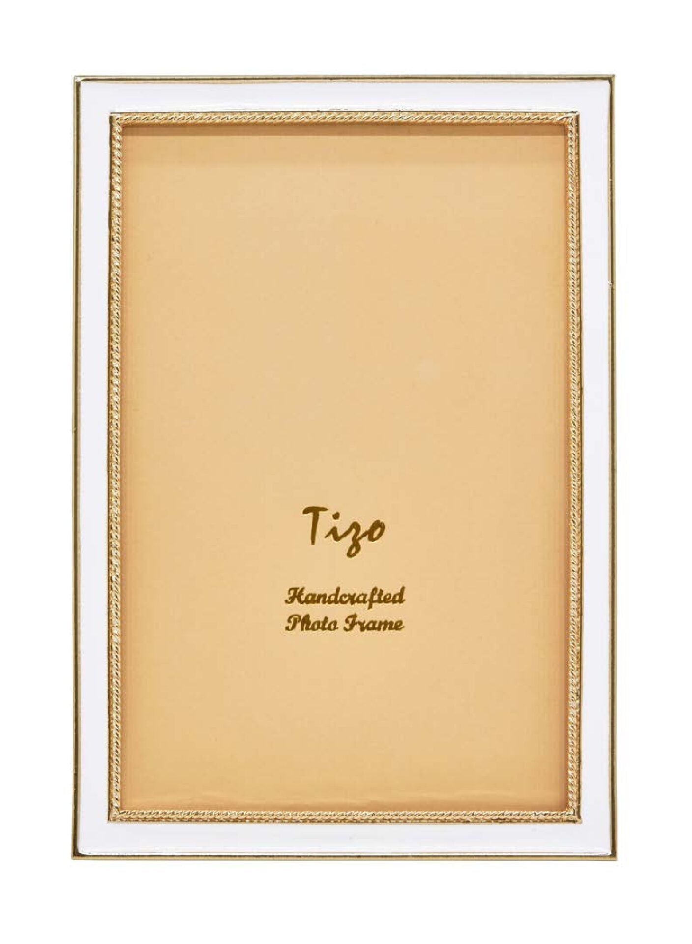 Enameled White & Gold Frame-2.5x3.5