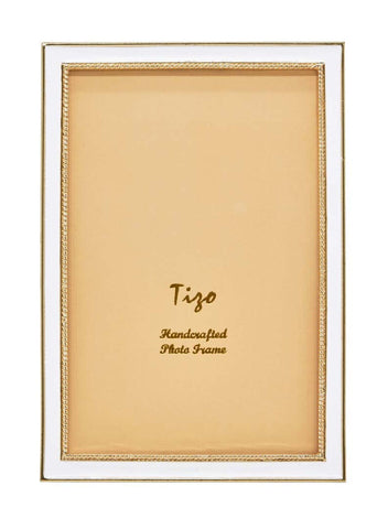 Enameled White & Gold Frame-2.5x3.5