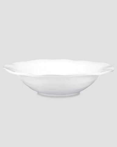 Ruffle White Melamine Round Shallow Serving Bowl
