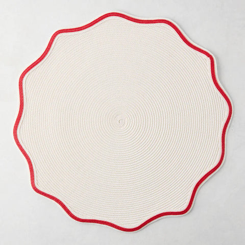 Holiday Red Piped Oxford Placemat-Set of Four