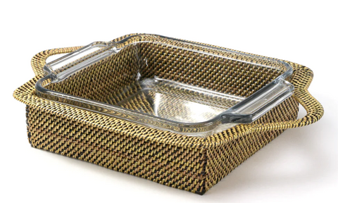 Square Baker Basket with Anchor Glass Dish