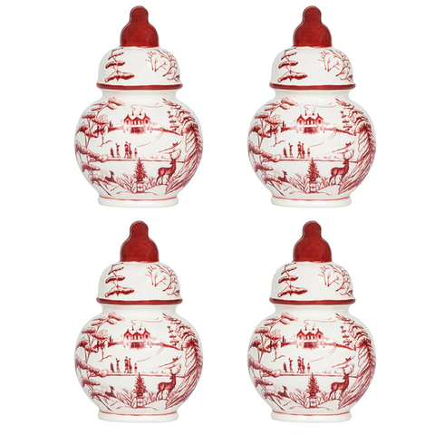 Country Estate Winter Frolic Ginger Jar Place Card Holder (set of 4)