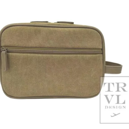 Men's Kit Case- Toiletry Bag Coated Canvas Hay