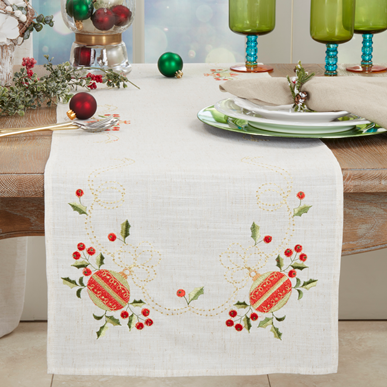 Embroidered Ornaments Runner