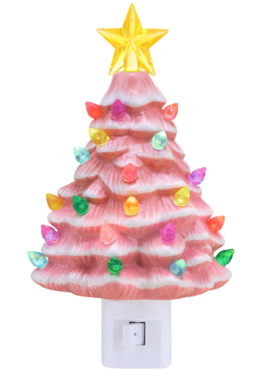 6 inch Nostalgic Ceramic Tree Nightlight in pink