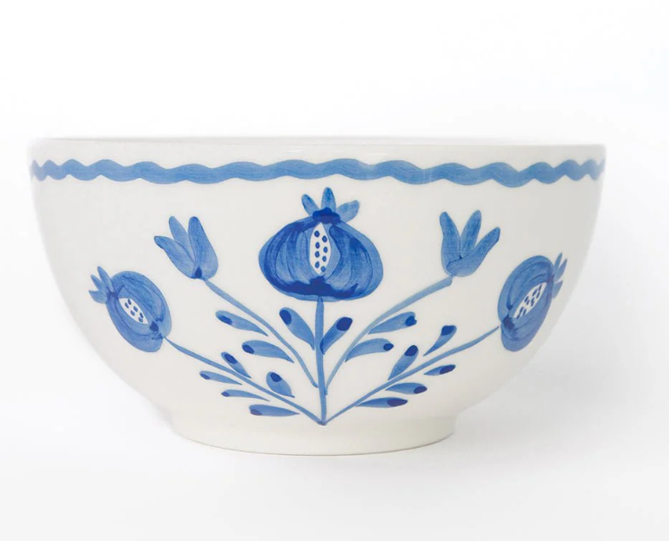 Pomegranate Trio Sketch Cobalt Blue Cereal Bowl Set of 2