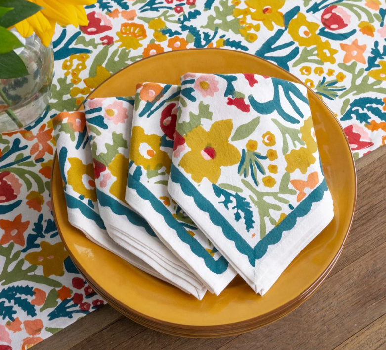 Teal Garden Napkins Set of 4