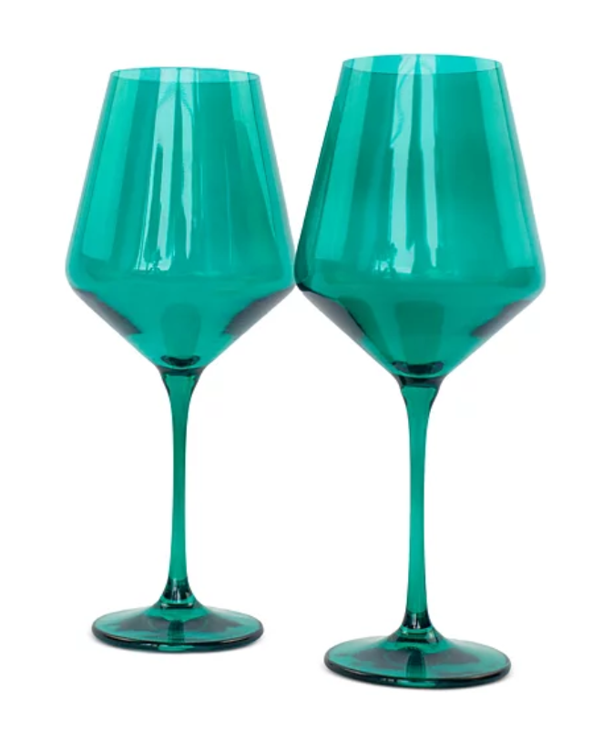 Estelle Stemmed Wine Glasses in Emerald