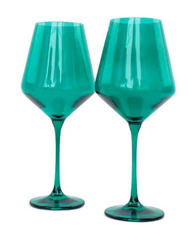 Estelle Stemmed Wine Glasses in Emerald