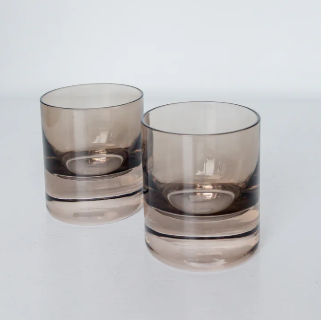 Colored Rocks Glasses set of 2 in Gray Smoke