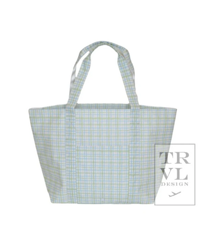 Jumbo Travel Tote bag in classic plaid green