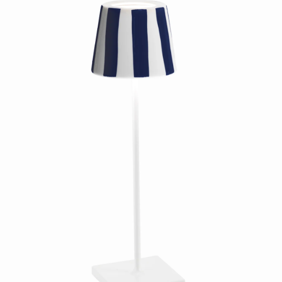 Poldina Pro Lido Table Lamp with Blue and White Stripe Shade