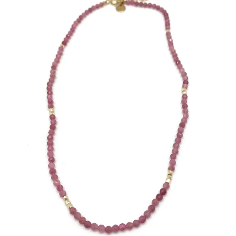 Sigrid Beaded Necklace - Pink Tourmaline