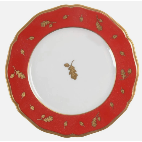 Winter Game Birds Red Bread and Butter Plate