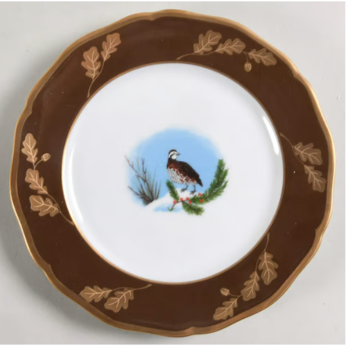 Winter Game Birds Chestnut Brown Salad/Dessert Plate