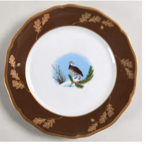 Winter Game Birds Chestnut Brown Salad/Dessert Plate