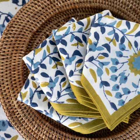 Starflower Blue Napkins- Set of 4