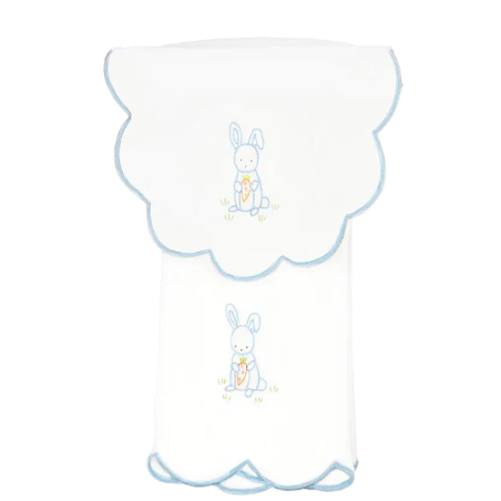 Baby Bunny Cotton Knit Bib & Burp Set-Blue
