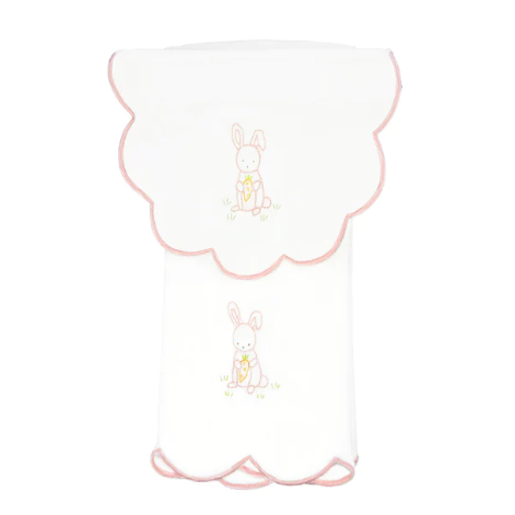 Baby Bunny Cotton Knit Bib & Burp Set-Pink
