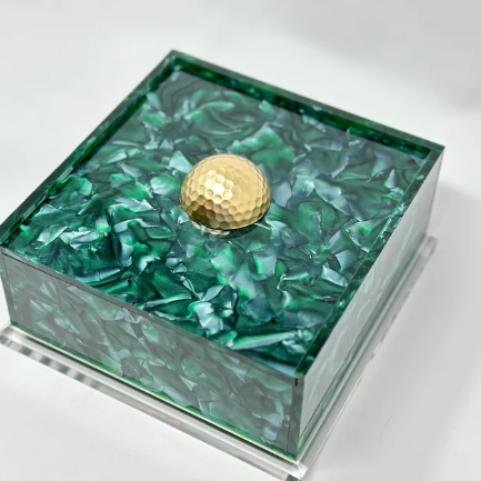 Golf Ball Cocktail Napkin Box-Emerald