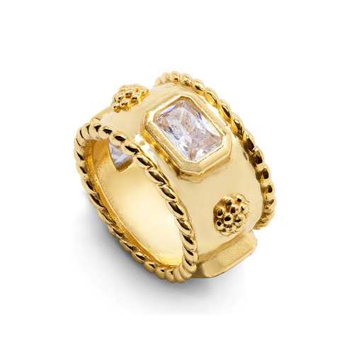 Berry Hammered Band - Gold/Cubic Zirconia