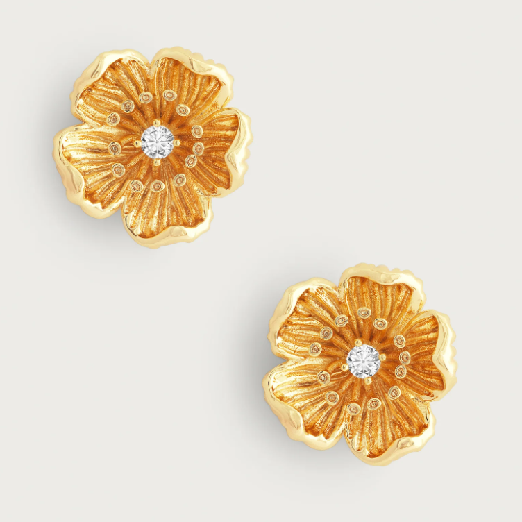 Wildflowers Gold Stud Earrings