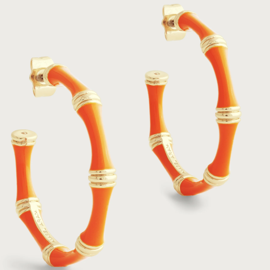 Bamboo Enameled Hoop Earrings-Clementine