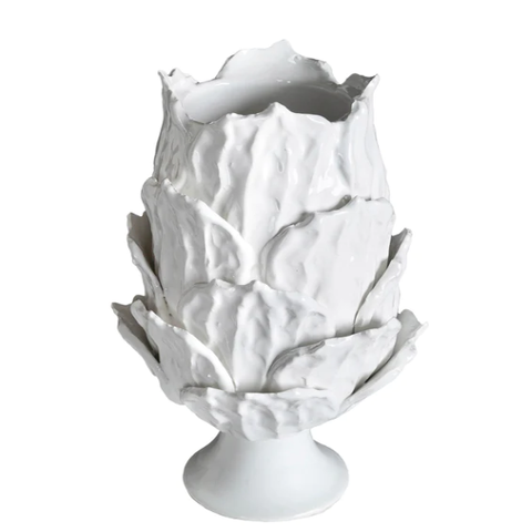 Foliage Footed Vase, White